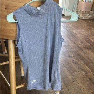 Adidas navy/ white athletic tank with Mandarin Collar